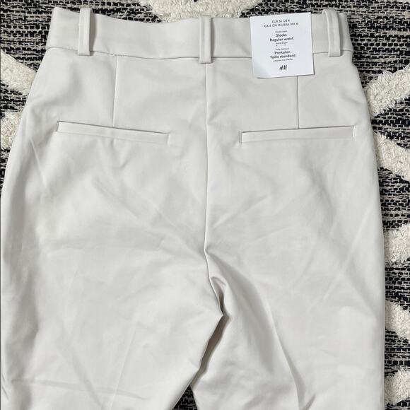 NWT H & M Slack Regular Waist Color Cream/White Size 4 Trouser Work Pant - Picture 6 of 6